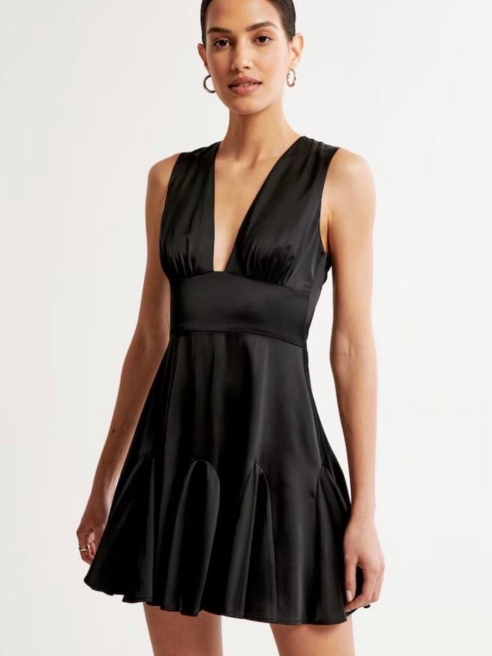 Abercrombie and Fitch small tall Sleeveless Deep V Black Mini Dress